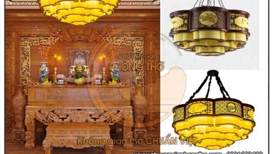 Đèn gỗ thả trần phòng thờ DG24
