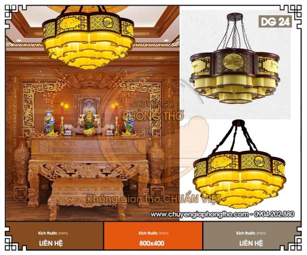 Đèn gỗ thả trần phòng thờ DG24