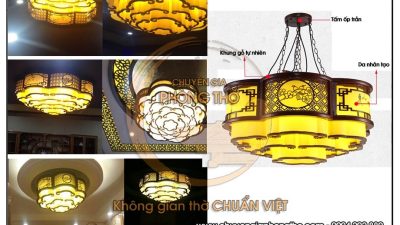 Đèn gỗ thả trần phòng thờ DG24