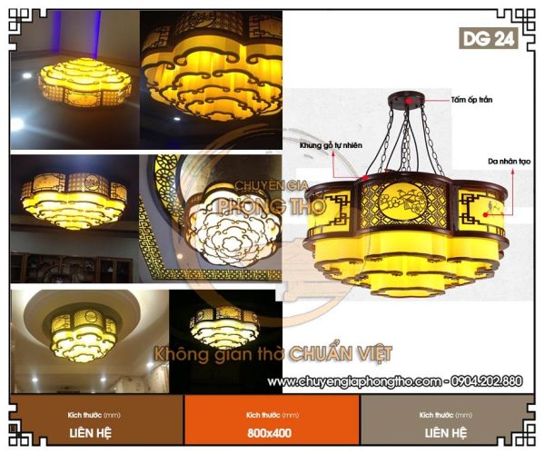 Đèn gỗ thả trần phòng thờ DG24