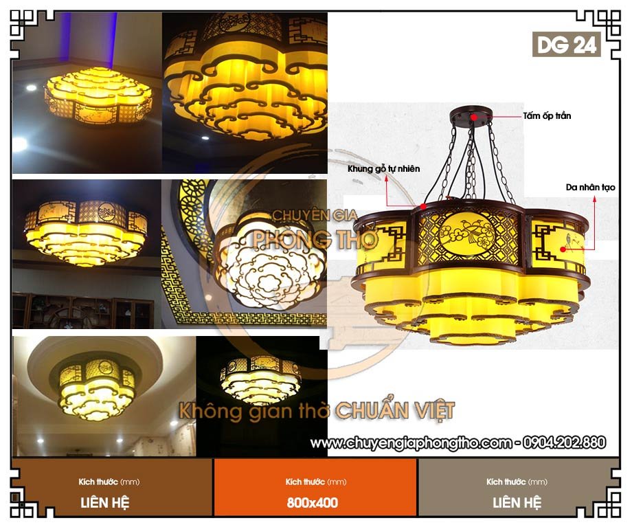 Đèn gỗ thả trần phòng thờ DG24 Đèn gỗ thả trần phòng thờ DG24