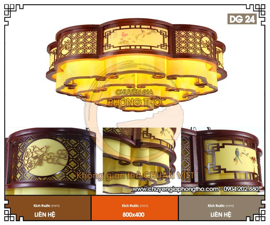 Đèn gỗ thả trần phòng thờ DG24 Đèn gỗ thả trần phòng thờ DG24