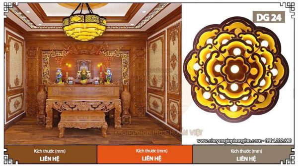 Đèn gỗ thả trần phòng thờ DG24