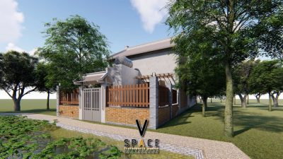 Phối cảnh nhà thờ họ 1 gian 2 mái kết hợp nhà tại Huyện Bình Sơn, Quảng Ngãi