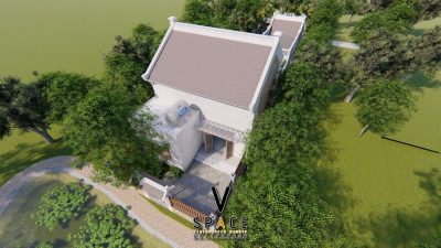 Phối cảnh nhà thờ họ 1 gian 2 mái kết hợp nhà tại Huyện Bình Sơn, Quảng Ngãi
