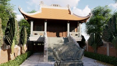 File thiết kế nhà thờ họ 3 gian 4 mái tại Thị xã Sông Cầu, Phú Yên với 2 tầng rộng rãi