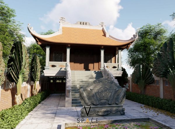 File thiết kế nhà thờ họ 3 gian 4 mái tại Thị xã Sông Cầu, Phú Yên với 2 tầng rộng rãi