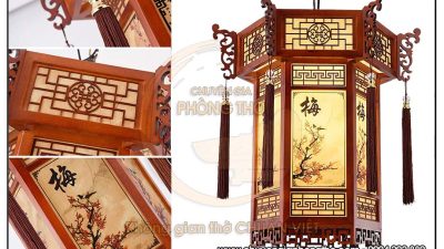 Đèn lồng gỗ lục giác DG41 trang trí phòng thờ