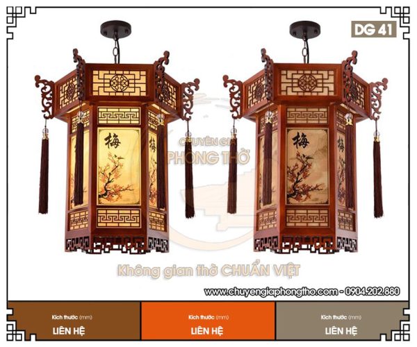 Đèn lồng gỗ lục giác DG41 trang trí phòng thờ