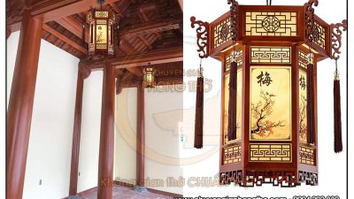 Đèn lồng gỗ lục giác DG41 trang trí phòng thờ