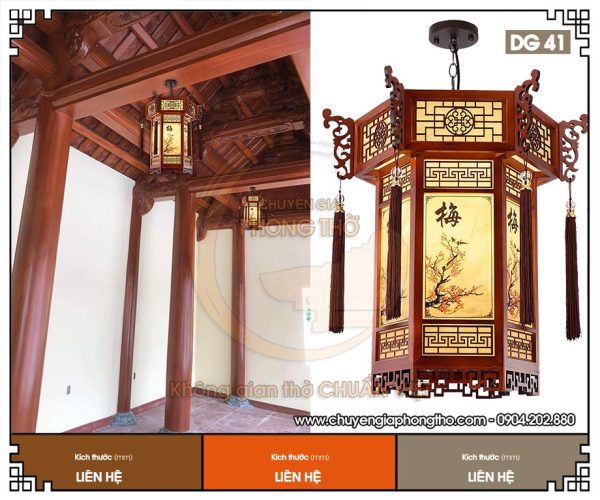 Đèn lồng gỗ lục giác DG41 trang trí phòng thờ
