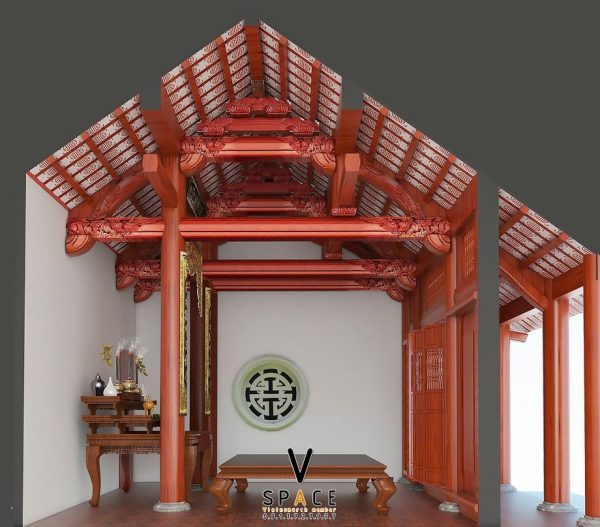Bản vẽ tận dụng tối đa không gian của nhà thờ họ 2 tầng 2 mái tại Thành phố Ninh Bình