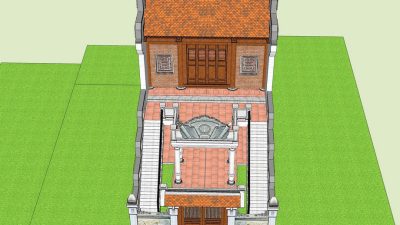 Bản vẽ thiết kế nhà thờ họ 2 tầng 2 mái tại Huyện Đông Hưng, Thái Bình với cổng tam quan đá