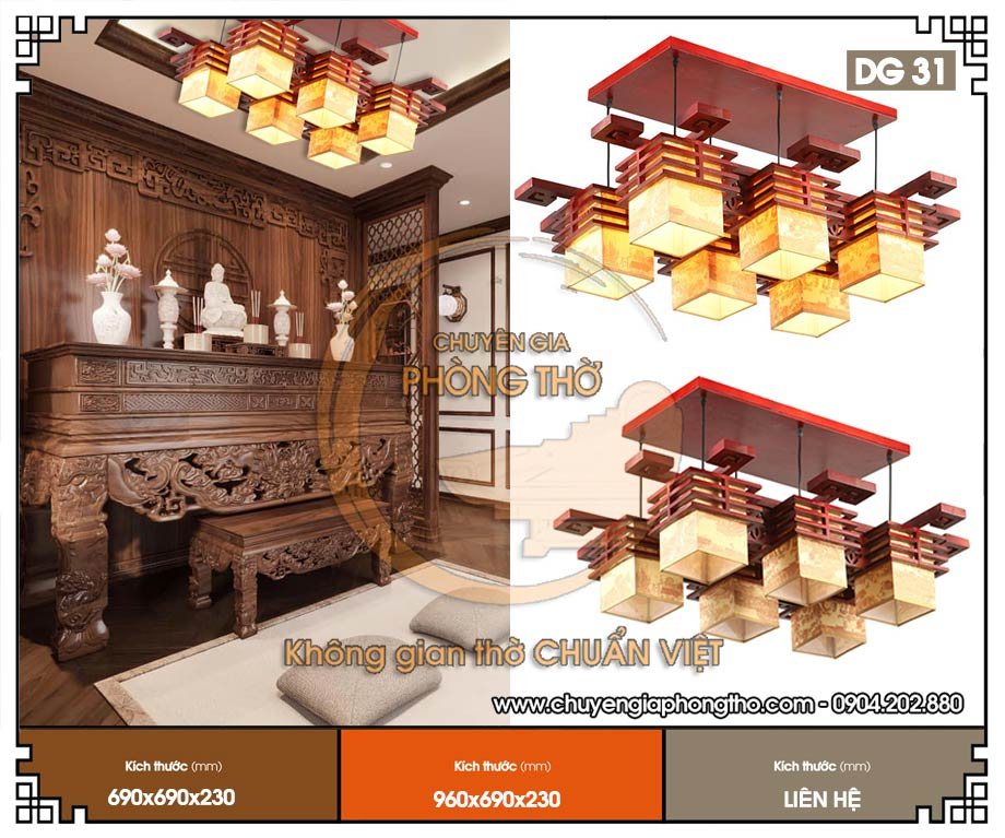 Đèn chùm trang trí phòng thờ DG31 Đèn chùm trang trí phòng thờ DG31