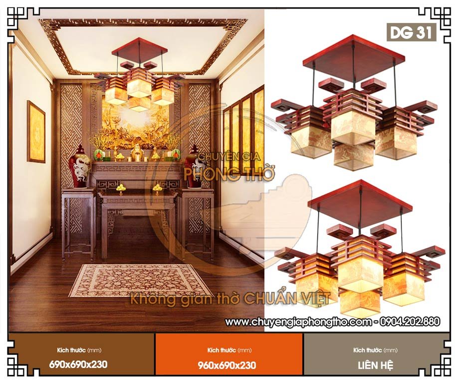 Đèn chùm trang trí phòng thờ DG31 Đèn chùm trang trí phòng thờ DG31