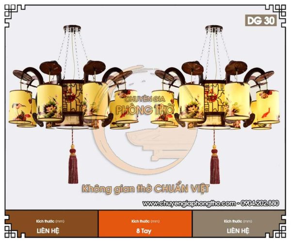 Đèn thả gỗ trang trí phòng thờ DG30