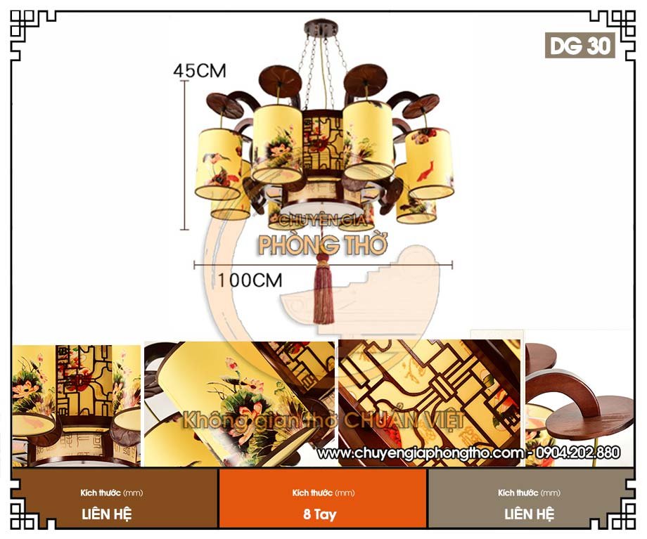 Đèn thả gỗ trang trí phòng thờ DG30 Đèn thả gỗ trang trí phòng thờ DG30