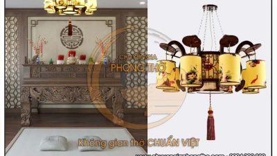 Đèn thả gỗ trang trí phòng thờ DG30