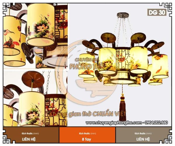 Đèn thả gỗ trang trí phòng thờ DG30