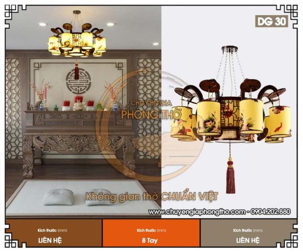 Đèn thả gỗ trang trí phòng thờ DG30