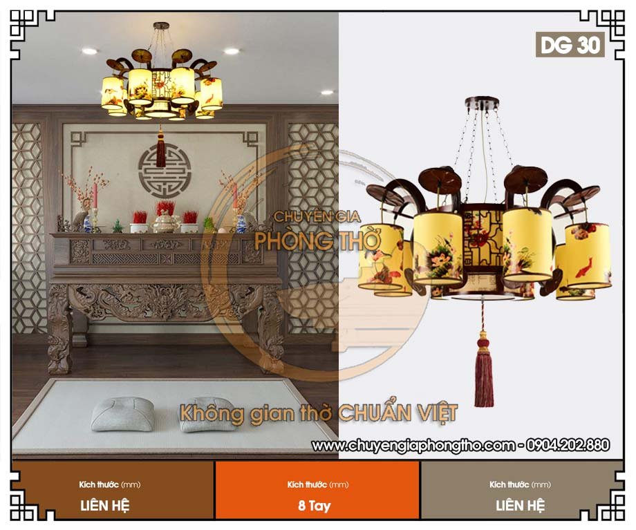 Đèn thả gỗ trang trí phòng thờ DG30 Đèn thả gỗ trang trí phòng thờ DG30