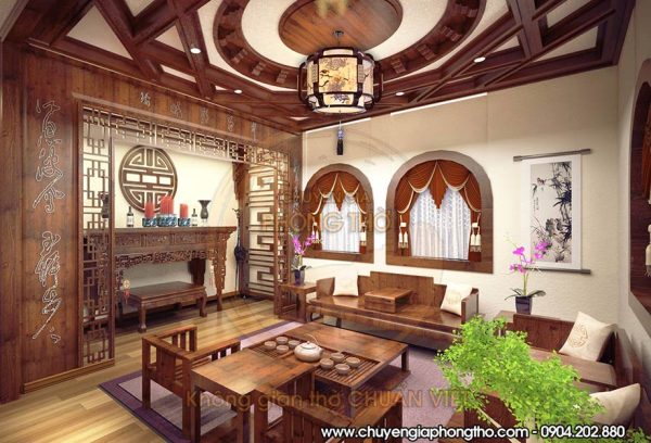 Đèn thả trần phòng thờ nhà phố DG38