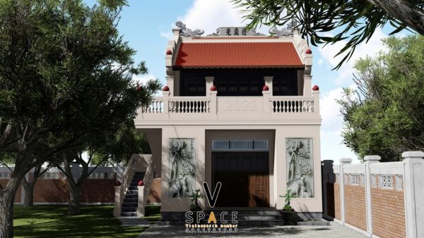 Dự án nhà thờ họ 2 tầng 2 mái tại Huyện Thanh Liêm, Hà Nam kết hợp cột trang trí liên hoa