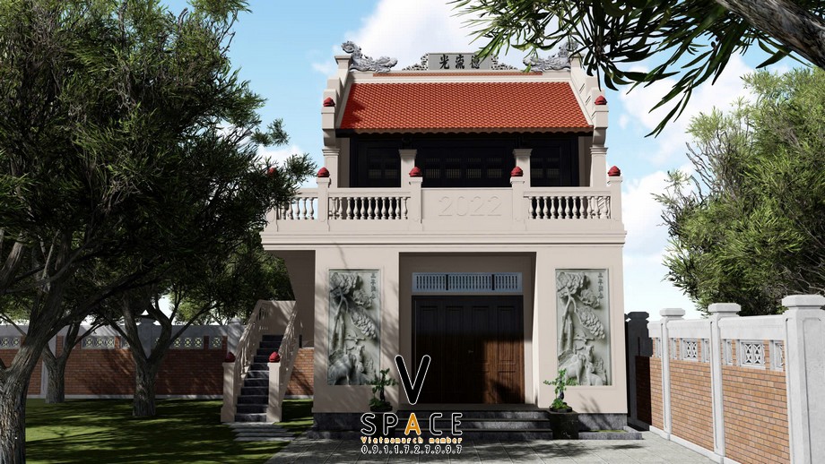 Dự án nhà thờ họ 2 tầng 2 mái tại Huyện Thanh Liêm, Hà Nam kết hợp cột trang trí liên hoa Dự án nhà thờ họ 2 tầng 2 mái tại Huyện Thanh Liêm, Hà Nam kết hợp cột trang trí liên hoa