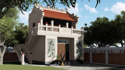 Dự án nhà thờ họ 2 tầng 2 mái tại Huyện Thanh Liêm, Hà Nam kết hợp cột trang trí liên hoa