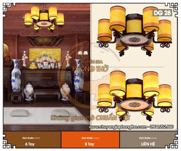 Mẫu đèn chùm cho phòng thờ DG28