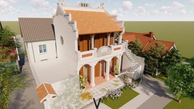 Bản vẽ chi tiết nhà thờ họ 2 tầng 3 gian tại Yên Mỹ Hưng Yên