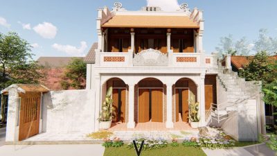 Bản vẽ chi tiết nhà thờ họ 2 tầng 3 gian tại Yên Mỹ Hưng Yên