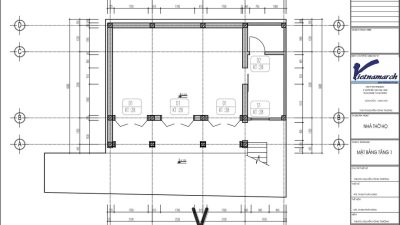 Bản vẽ chi tiết nhà thờ họ 2 tầng 3 gian tại Yên Mỹ Hưng Yên