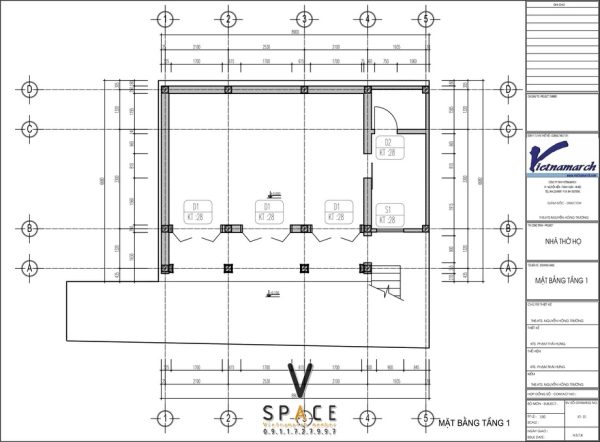 Bản vẽ chi tiết nhà thờ họ 2 tầng 3 gian tại Yên Mỹ Hưng Yên