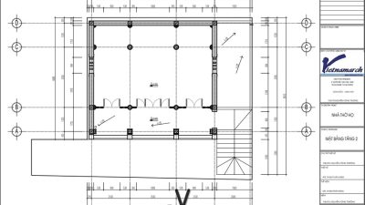Bản vẽ chi tiết nhà thờ họ 2 tầng 3 gian tại Yên Mỹ Hưng Yên