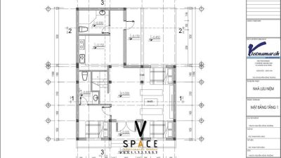 Bản vẽ nhà thờ họ 3 gian 4 mái 2 tầng tại Huyện Đắk Glei, Kon Tum