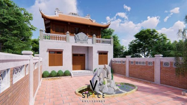 Bản vẽ nhà thờ họ 3 gian 4 mái 2 tầng tại Huyện Đắk Glei, Kon Tum