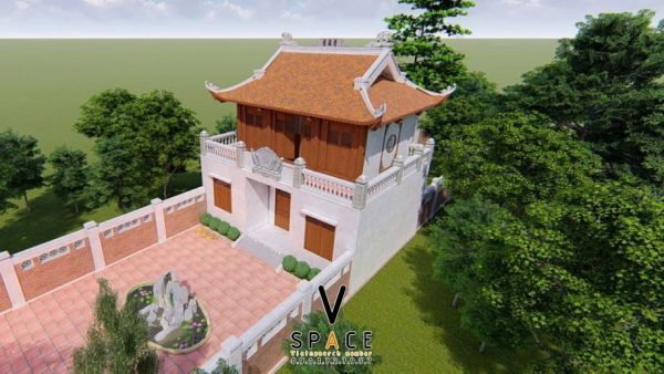 Bản vẽ nhà thờ họ 3 gian 4 mái 2 tầng tại Huyện Đắk Glei, Kon Tum