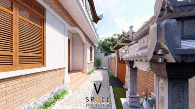 Phối cảnh nhà thờ họ 3 gian 4 mái tại huyện Bắc Ái, Ninh Thuận