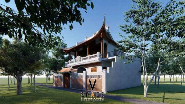 Phối cảnh nhà thờ họ 3 gian 4 mái tại huyện Bắc Ái, Ninh Thuận