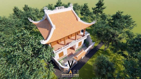 Phối cảnh nhà thờ họ 3 gian 4 mái tại huyện Bắc Ái, Ninh Thuận