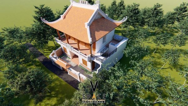 Phối cảnh nhà thờ họ 3 gian 4 mái tại huyện Bắc Ái, Ninh Thuận