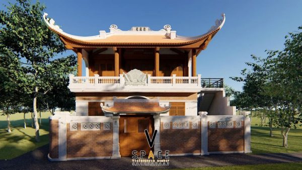 Phối cảnh nhà thờ họ 3 gian 4 mái tại huyện Bắc Ái, Ninh Thuận