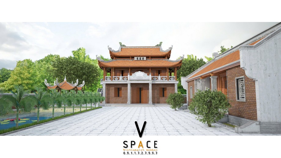 Phối cảnh nhà thờ họ 2 tầng 8 mái kết hợp ao sen tại Huyện Đăk Glong, Đắk Nông Phối cảnh nhà thờ họ 2 tầng 8 mái kết hợp ao sen tại Huyện Đăk Glong, Đắk Nông