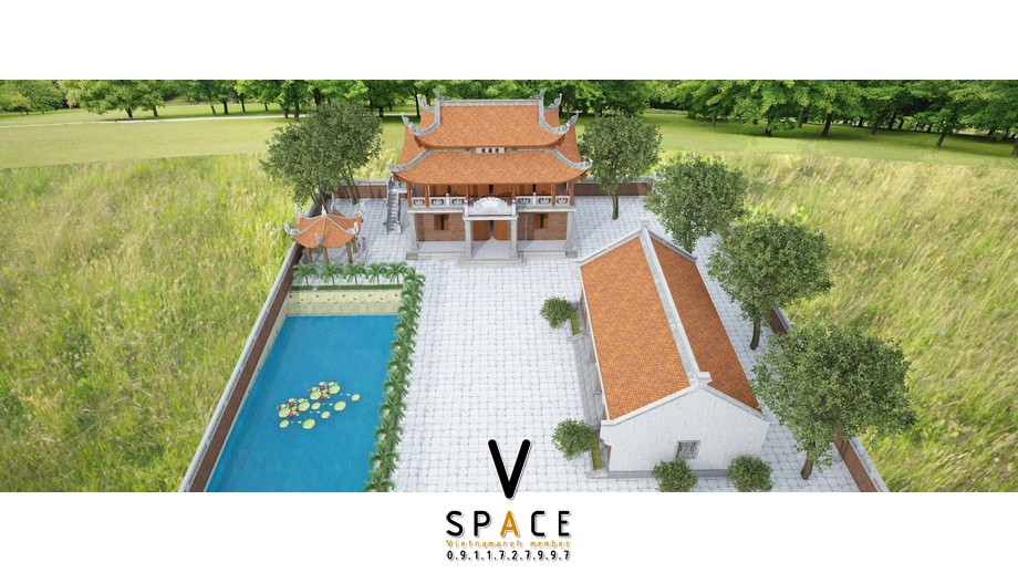 Phối cảnh nhà thờ họ 2 tầng 8 mái kết hợp ao sen tại Huyện Đăk Glong, Đắk Nông Phối cảnh nhà thờ họ 2 tầng 8 mái kết hợp ao sen tại Huyện Đăk Glong, Đắk Nông