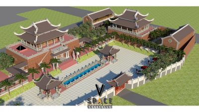 Thiết kế chi tiết nhà thờ họ 2 tầng 8 mái tại Huyện Thanh Hà, Hải Dương