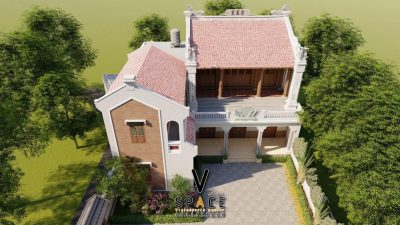 Kiến trúc nhà thờ họ 2 tầng kết hợp nhà ở tại Thị xã Gò Công, Tiền Giang