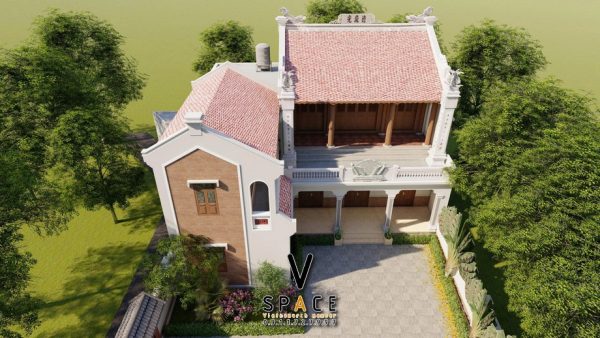 Kiến trúc nhà thờ họ 2 tầng kết hợp nhà ở tại Thị xã Gò Công, Tiền Giang
