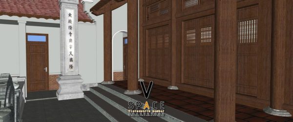 Kiến trúc nhà thờ họ 2 tầng kết hợp nhà ở tại Thị xã Gò Công, Tiền Giang