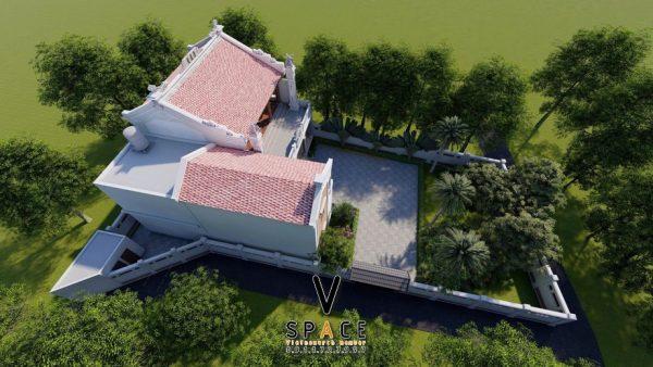 Kiến trúc nhà thờ họ 2 tầng kết hợp nhà ở tại Thị xã Gò Công, Tiền Giang